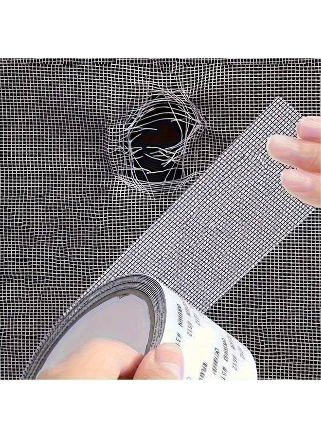 Black Self Adhesive Fiberglass Screen Repair Tape Waterproof Strong Mesh Patch For Windows Doors - Image 1